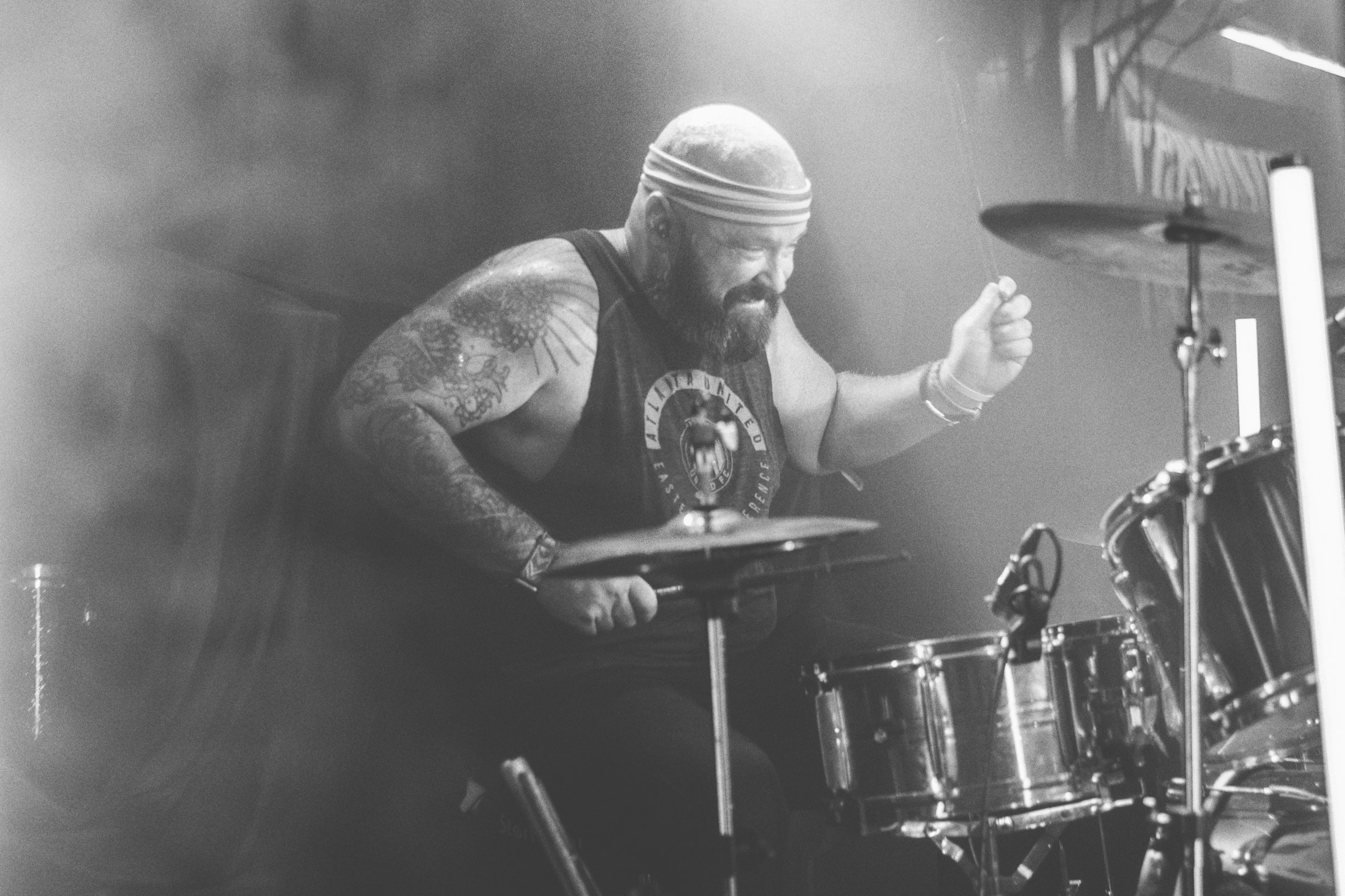 Catch These Hands drummer in black and white